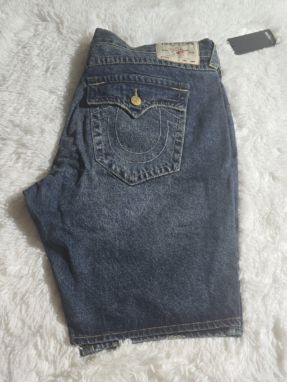 True Religion Men's Dark Indigo Relaxed Denim Shorts